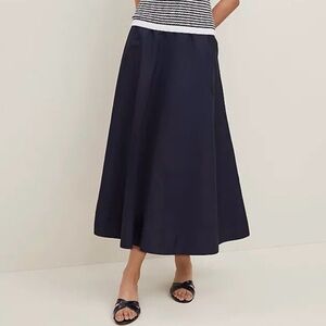 Ann Taylor NWT Black 100% Cotton A-line Maxi Skirt Size 12